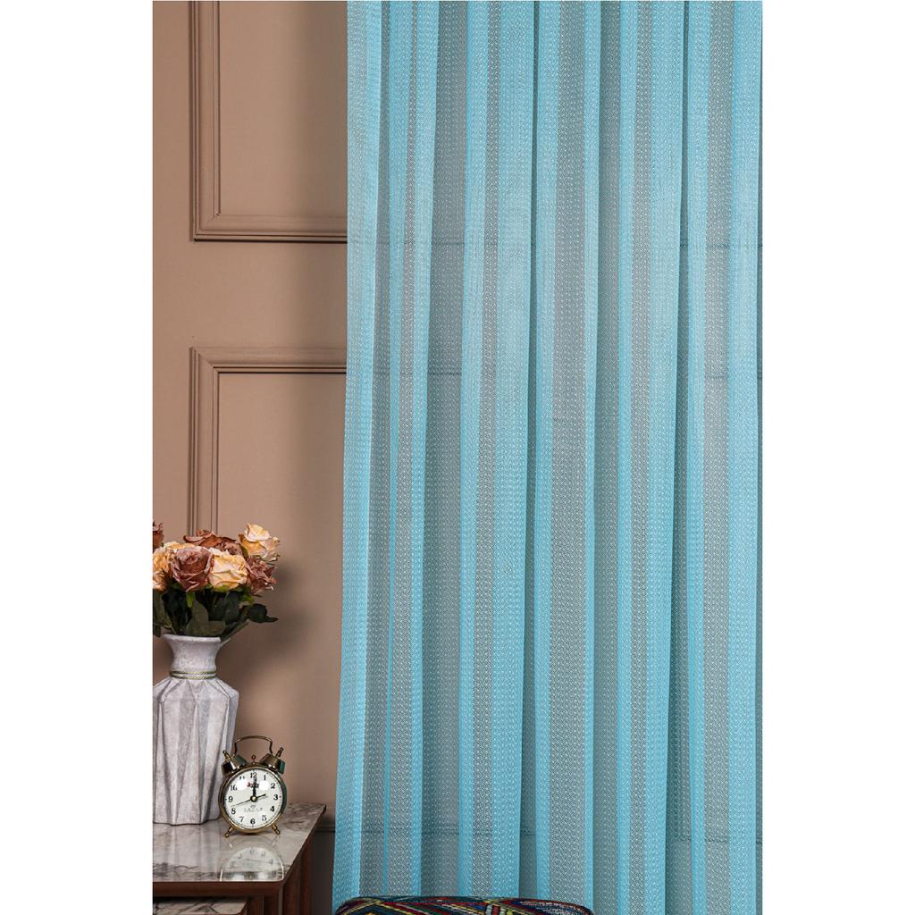 Tenda in tulle blu con motivo Poly Pattern 1/2,5 pieghe regolari