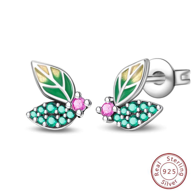 Hot 925 Sterling Silver Earrings Charm Simple Shining Lotus Zircon Wedding Women Jewelry Gift