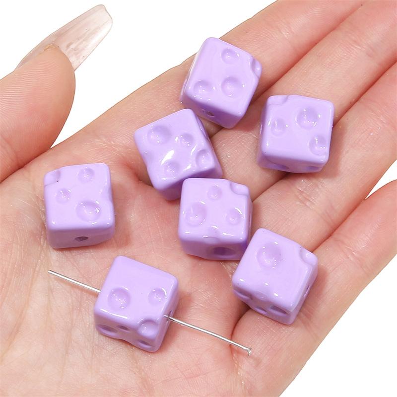 Handgefertigte Armbandperlen, Acryl, farbig plattiert, Handykettenperlen, Käse-Quadratperlen, handgefertigt, DIY-Handschnur, bunter Anhänger, Schmuckzubehör