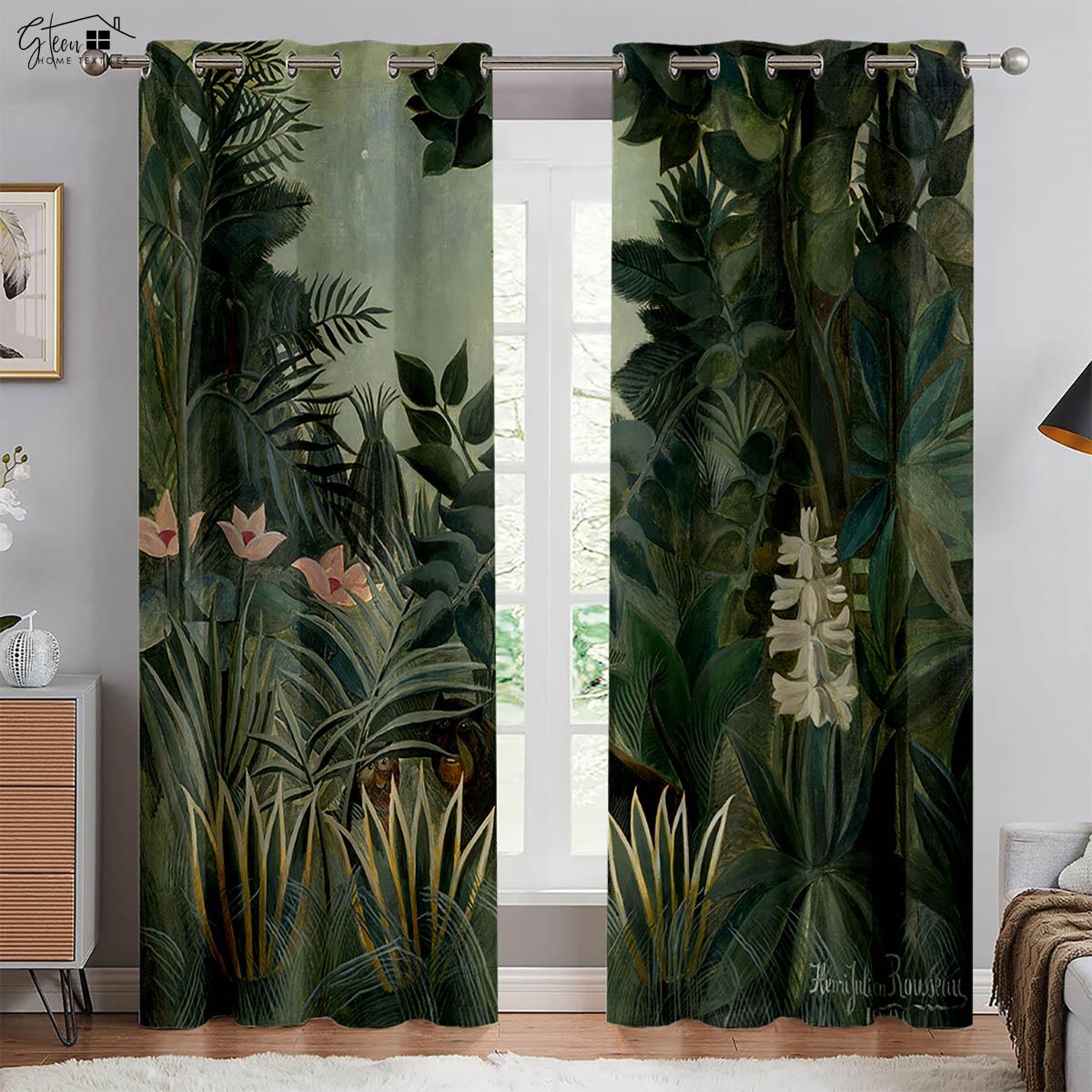 

Abstract Style Oil Painting Draperies Mountains Forests Ships And Rivers Artistic Bedroom Living Room Space Study 3d Printing Drapes2Panels W50xH130(CM)x2PCS&Rod pocket