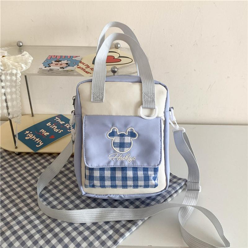 Cute Street Style Nylon Shoulder Bag For Students With Zipper Closure And Inner Pocket