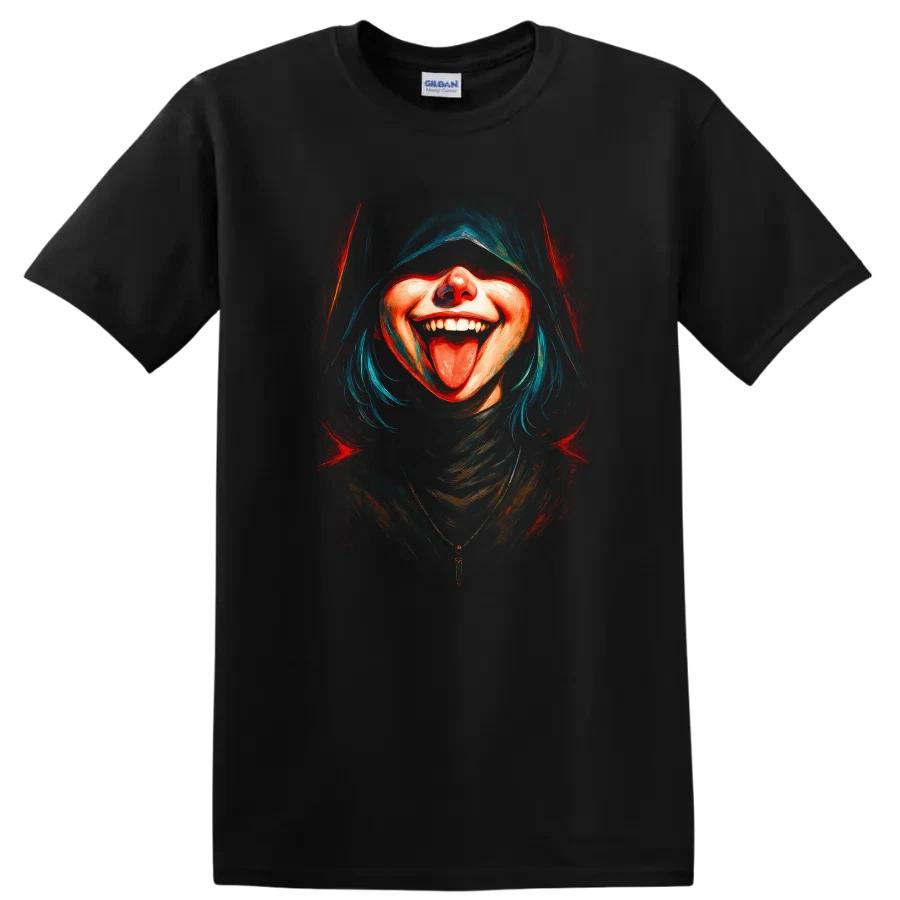 Dark Urban Streetwear Smile Graphic T Shirt Cool Character Artwork Tee
