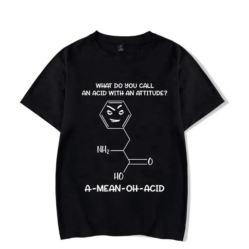Brand Men's T-Shirt Chemistry Acid with Attitude Print Tshirts Short Sleeve Men's T-Shirt Funny Graphic T Shirt Black Tee Shirts