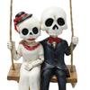 Skeleton Couple Figurine Swing Skeleton Hanging Decoration Gothic Car Rearview Mirror Pendant for Home Halloween Party Decor