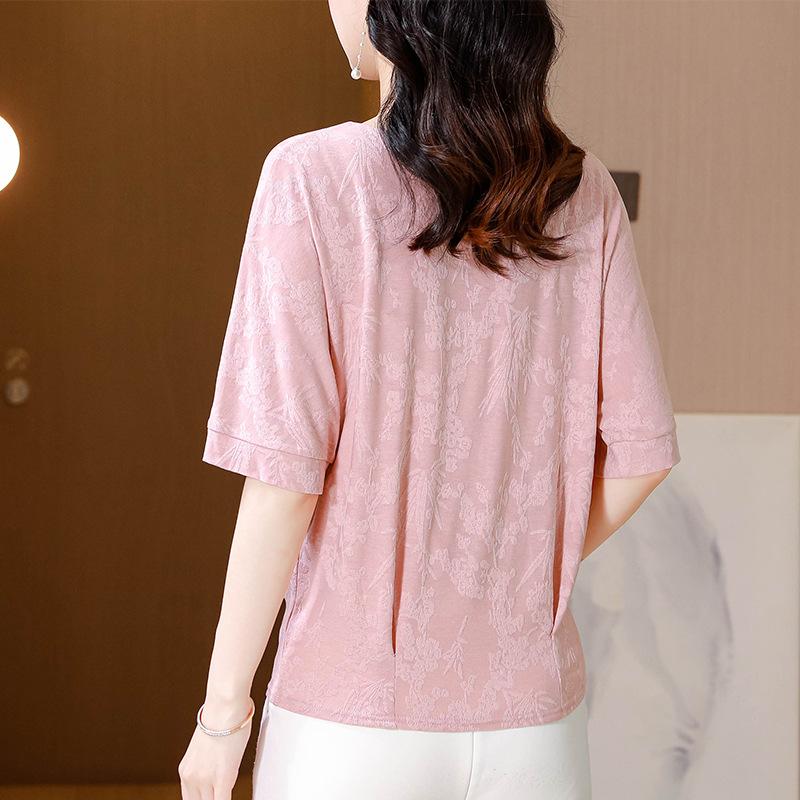 Summer New Style Women's Short-sleeved T-shirt Women's Tops, Middle-aged Mother's Outfit, Fashionable Shirt