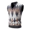 Gilet in maglia Argyle da uomo, scollo a V, senza maniche, casual, vestibilità slim, pullover, maglione lavorato a maglia, gilet leggeri