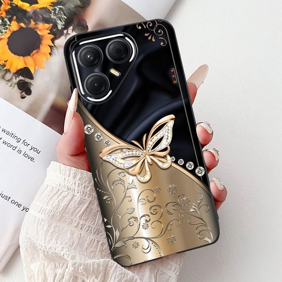 Black Silicone Cover For Tecno Pova 7 4G 5G / Pova 7 Pro Pova7 Ultra Neo Funda Cat Flower Dragon Design Bumper Soft Capa