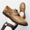 Men's Spring and Autumn New Low-top Doudou Shoes Fashion British Loafers Large Size Hand-stitched Casual Leather Shoes