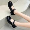 preppy style patent leather Women's leather shoes Low Heel Round Toe Mary Jane Single Shoes with Ankle Buckle Leather Shoes