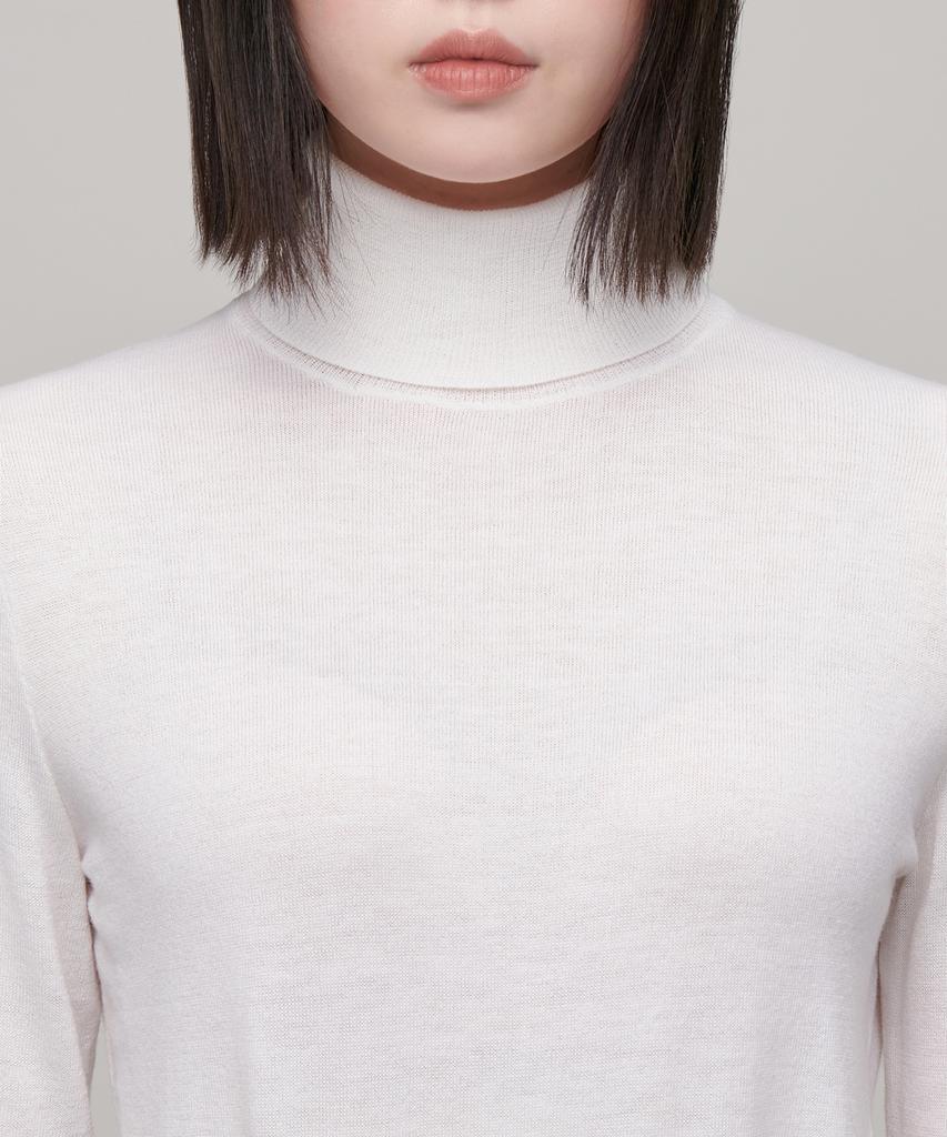 MUSINSA STANDARD WOMAN Women'S Merino Wool Blend High-Gauge Turtleneck Knit [Ivory]