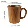 KEMOLELA 1/2PCS Wooden Coffee Tea Cups with Handle Wood Outdoor Travel Mug for Men Camping Drinking Cup