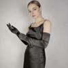 Solid Color Satin Gloves Full Finger Etiquette Mittens Elastic Long Gloves  Cosplay Accessory