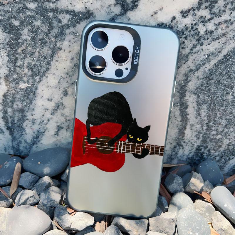 Dark Funny Cartoon Cat Have Fun Phone Case For iPhone 14 13 Pro Max 13 Mini 16 12 11 15 Pro Max 14 15 Plus Animal Laser Cover