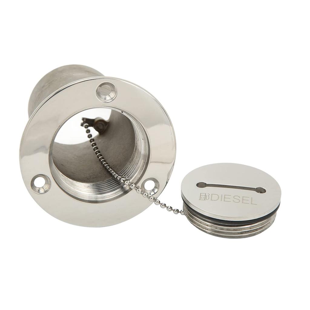 50mm Deck Filler Port Sailboat Stainless Steel 316 Stainless Steel Trailer, Fixed Chain, Polished Bar Outer Layer, Installation (Diesel)