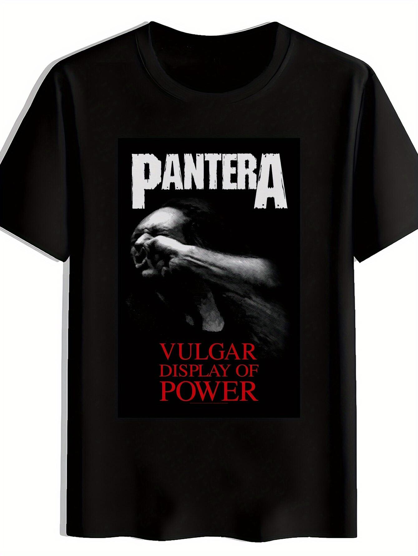 Retro Rock Band Graphic T-shirt - Black Pantera Vulgar Display of Power Design XL