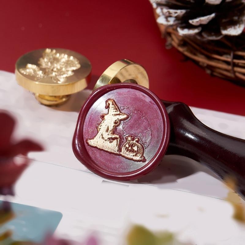 652F Witch Pumpkins Wax Seal Stamp Plant Sealing Wax Stamp for Cards Decoration