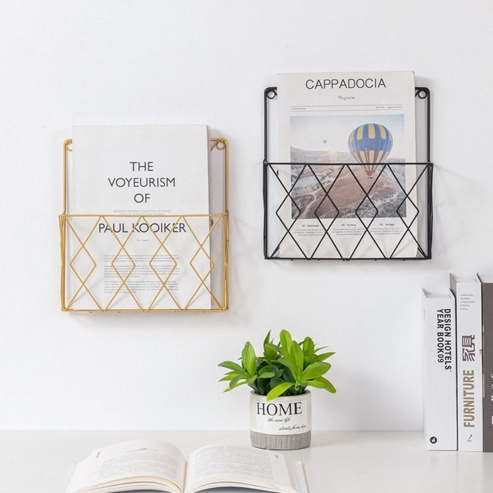 Metal Wall Files Folder Iron Wire Door Hanging Organizers Bookshelf Tabletop Display Stand  Office
