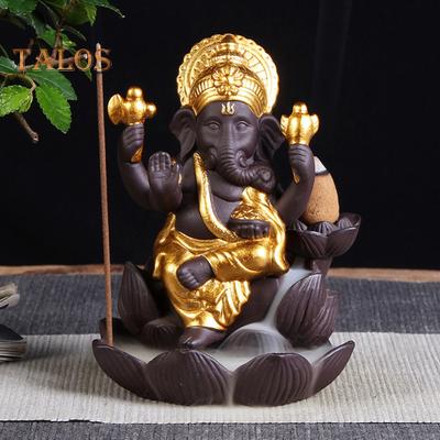 CO&LO Lord Ganesha India Elephant God Backflow Incense Burner Censer Holder Gift Decor