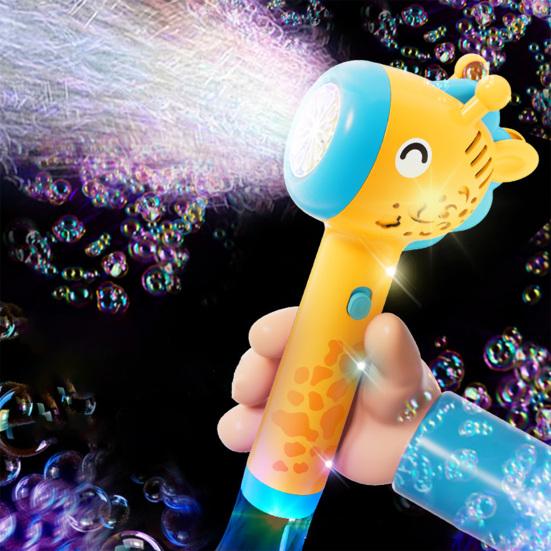 Electric Giraffe Bubble Maker Wand with Light 10 Holes Cartoon Animal