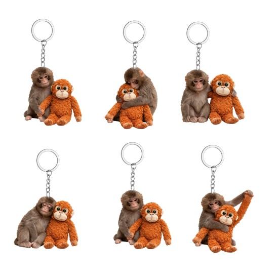 Klíčenka s přívěskem Plácni opici Oboustranný akrylový opičák držící hračku Klíčenka Batoh Kabelka Doplňky