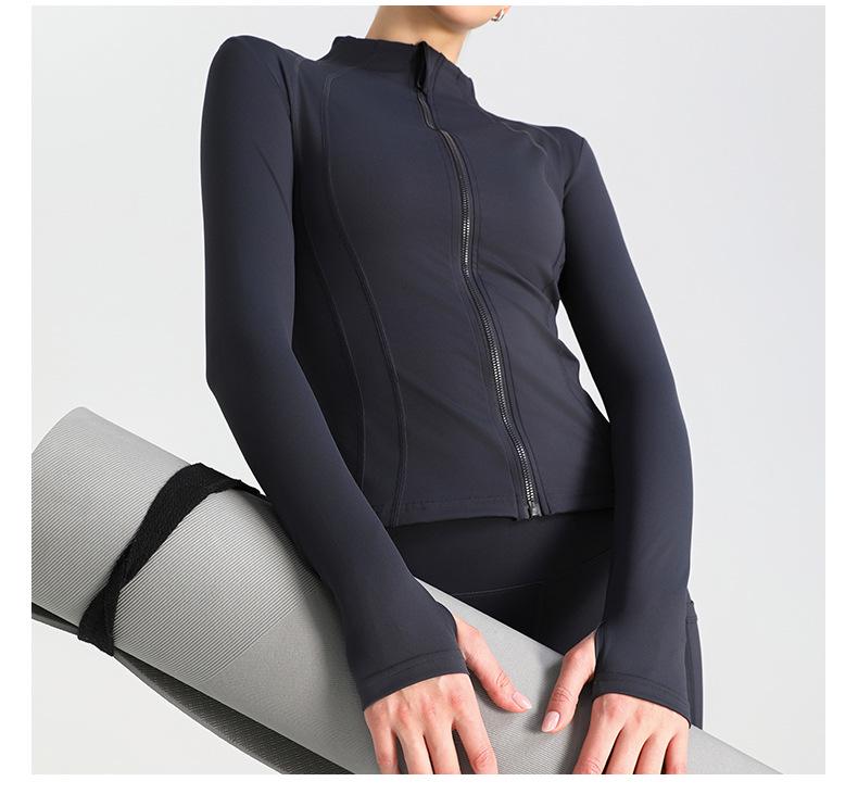 Women's Slim Fit Quick-Dry Zip-Up Yoga Top - Long Sleeve & Bare Feel