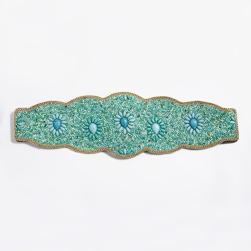 New Bohemian Style for Ladies, Handcrafted Turquoise Chain, Elastic and Tight, Ethnic Style Yunnan Waist Belt