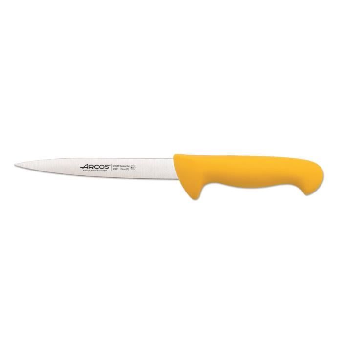 Couteau à semelle Arcos Couleur - Prof 293100 avec poches en acier inoxydable Nitrum et polypropylène jaune ergonomique mango avec