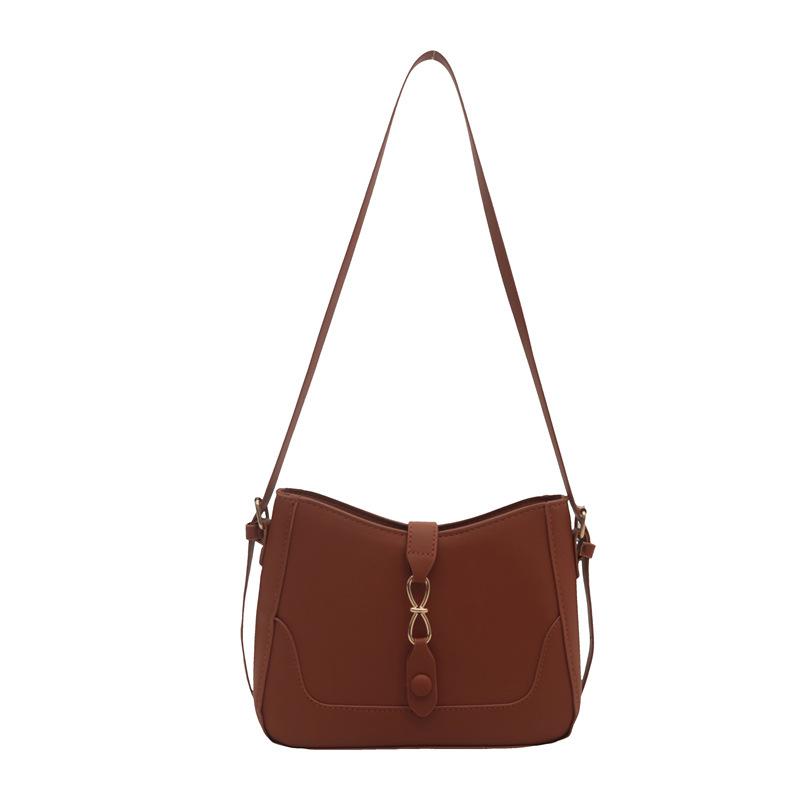 

Нішевий дизайн сумки з французьким темпераментом для пахв, нова сумка через плече з багетом 2024 року, проста та універсальна сумка-месенджер для жінок коричневий