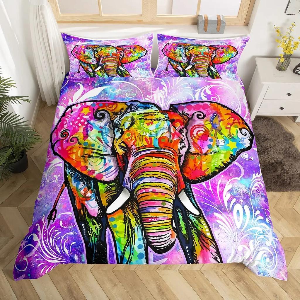 Bohemian Mandala Elephant Duvet Cover Set Boho Elephant Bedding Set Safari Animal Comforter Cover Paisley Indian Exotic Bed Sets