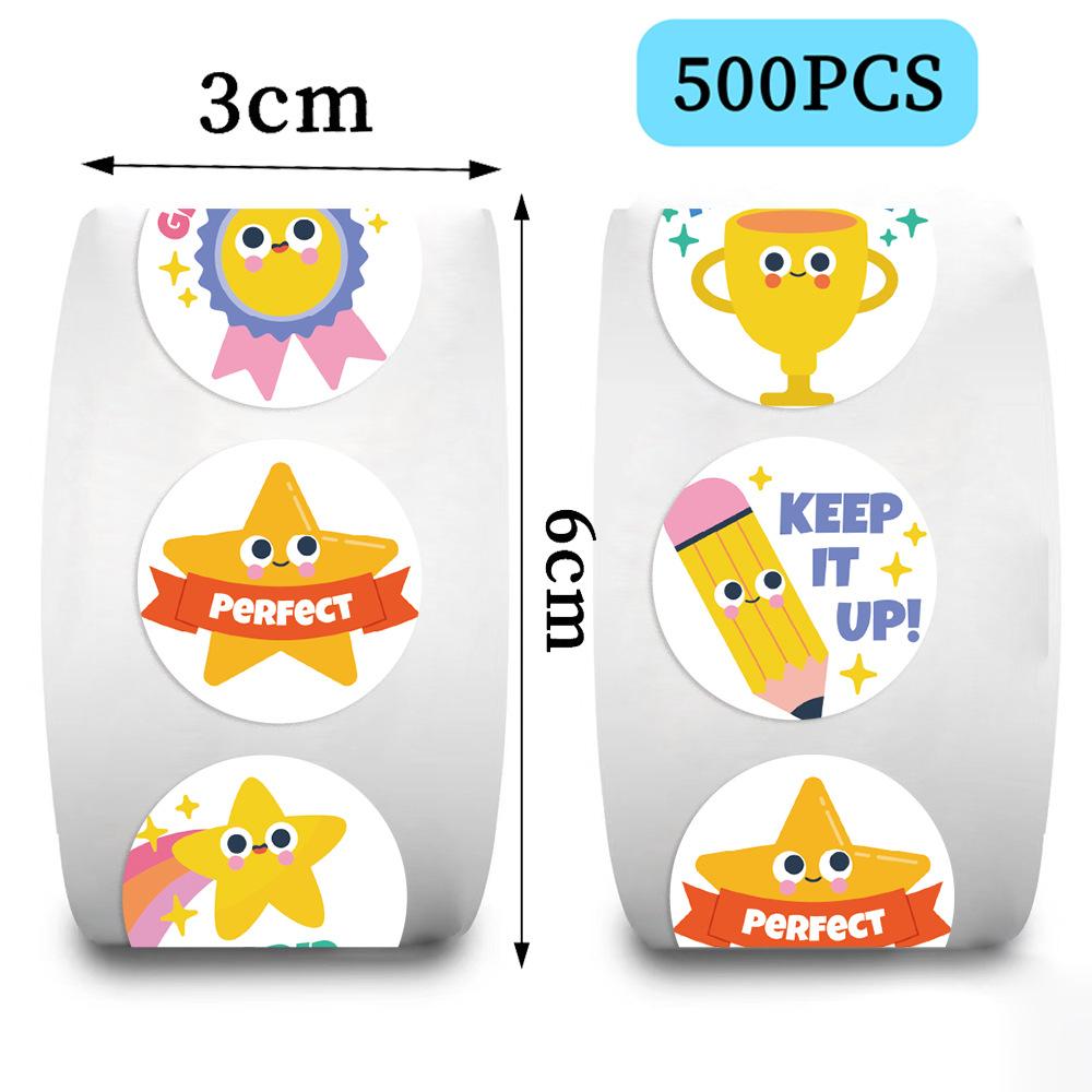 500 Pictures/roll Roll Sticker Tape Cartoon Star Reward Handbook Material Envelope DIY Seal Sticker