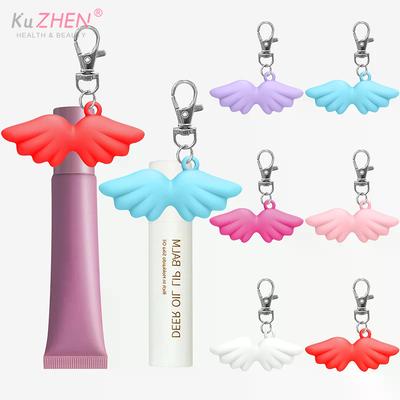 Silicone Multicolo Butterfly Keychain Cap For Lipgloss Balm Lip Gloss Accessor Portable Holder Pendant Compatible For Lipstick