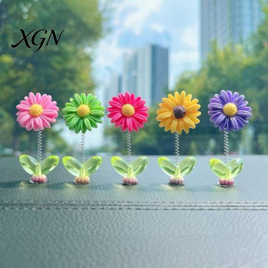 Innenraum-Autodekoration Federnde Wackelblume Armaturenbrett-Ornament, Wackelkopf-Sonnenblumen-Dekor, Niedlich für Rückspiegel und Home Office