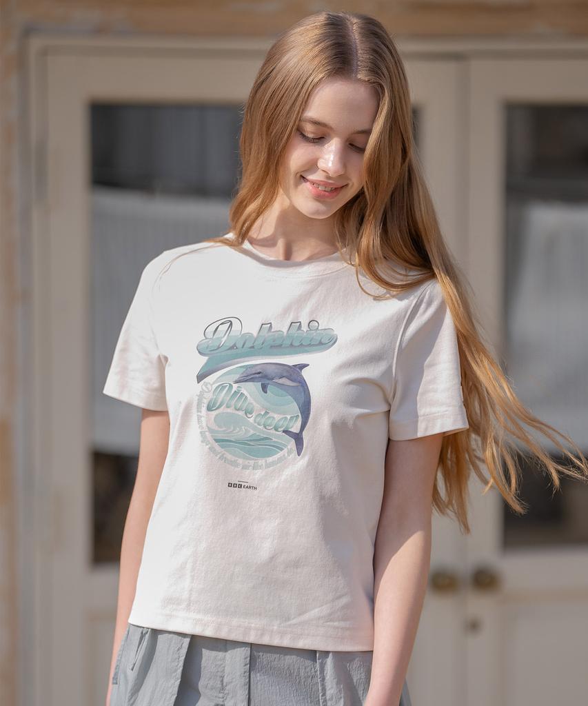BBC EARTH W Dolphin Short Sleeve Round_White