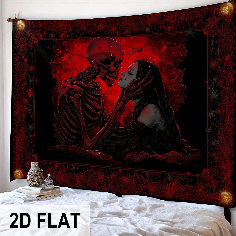 Gothic Skeleton Tapestry Wall Hanging Skull And Girl Wall Art Tapestry For Bedroom Living Room Home Decor Dark Aesthetic