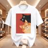 Kawaii Vintage Black Cat Print Tshirt Korean Style Casual Streetwear Cotton T Shirt For Unisex And Unisex Streetwear Basic Tees