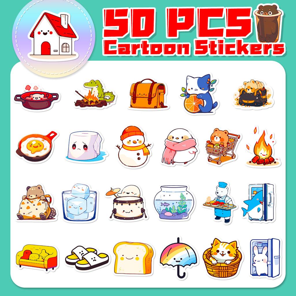 50 Lebhafte Niedliche Aufkleber TEMU Neues Produkt Niedliche Cartoon Kinderbelohnung Kleine Tieraufkleber