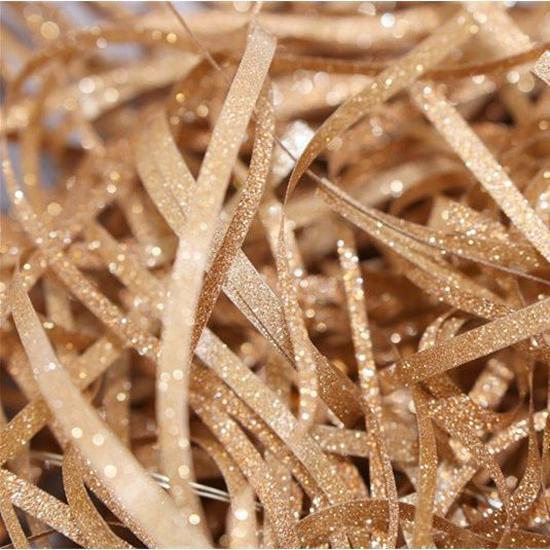 Shiny Gold & Silver Glitter Raffia Gift Box Filler for Weddings and Candy Packaging