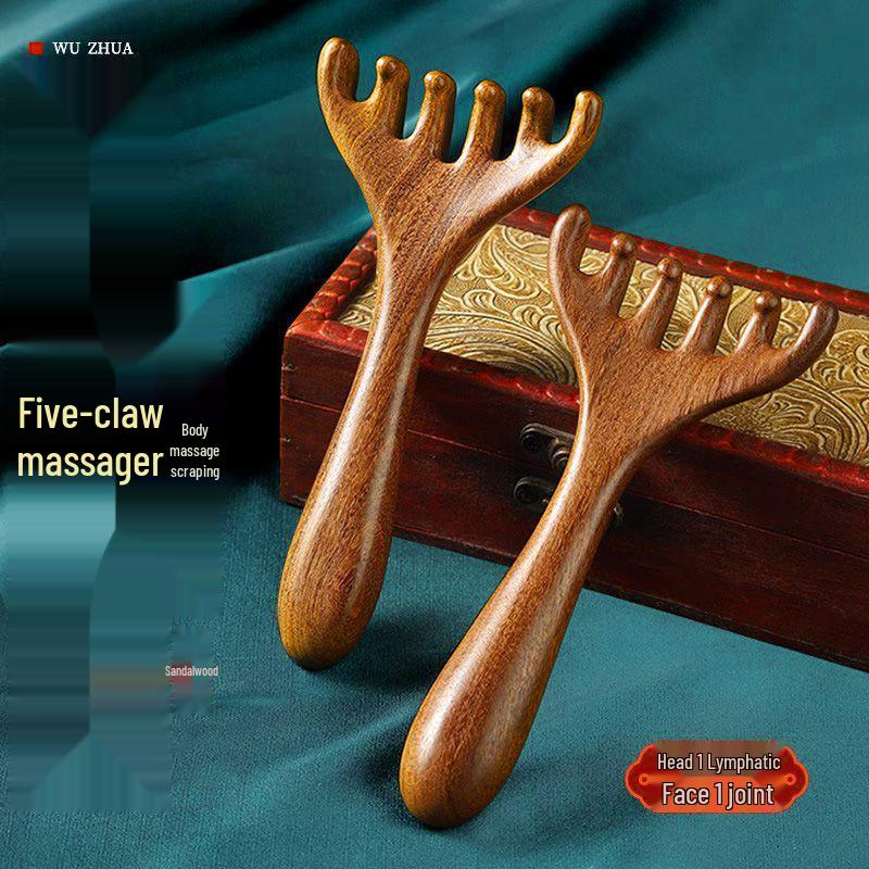 Five-Claw Sandalwood Head Massage Comb: Meridian Therapy Tool for Scalp Lymphatic Dredging and Care