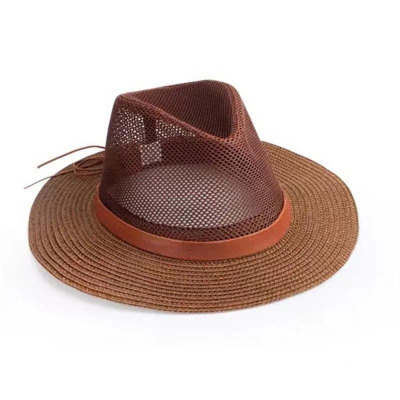 New Natural Panama Soft Shaped Straw Hat Summer Women/Men Wide Brim Beach Sun Cap UV Protection Fedora Hat