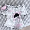 Kawaii T-shirt Chic Subculture Japanese T Shirt Women Casual Y2k Crop Top Outwear Tees for Girls Harajuku Outwear Korean Fashion