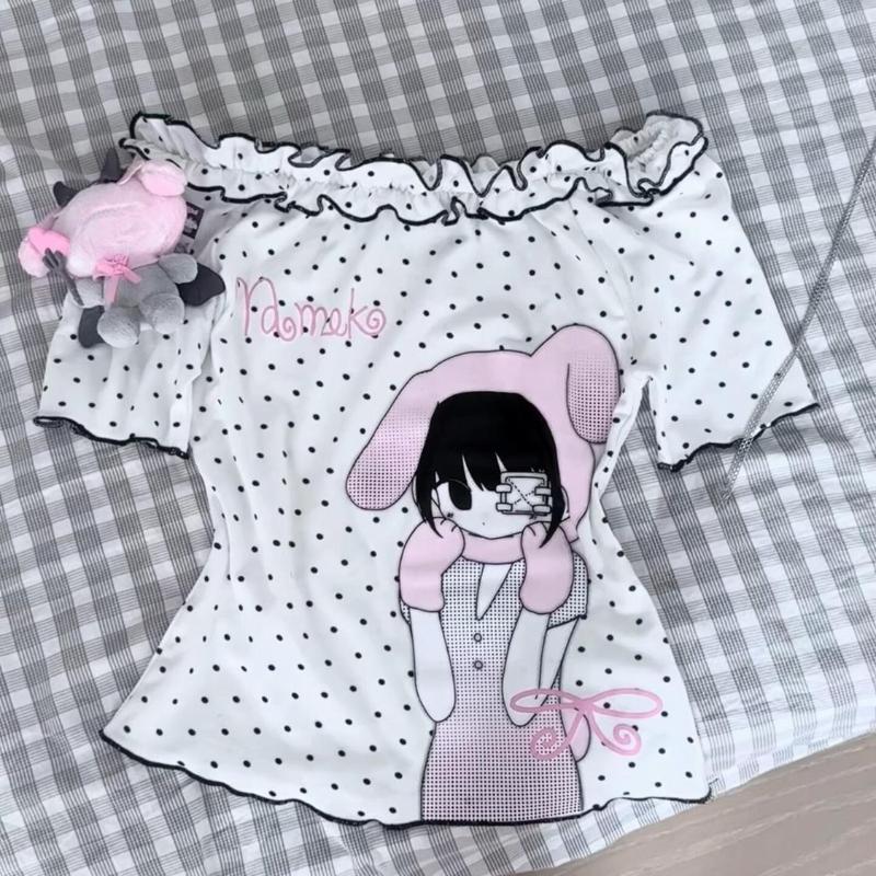 Kawaii T-shirt Chic Subculture Japanese T Shirt Women Casual Y2k Crop Top Outwear Tees for Girls Harajuku Outwear Korean Fashion