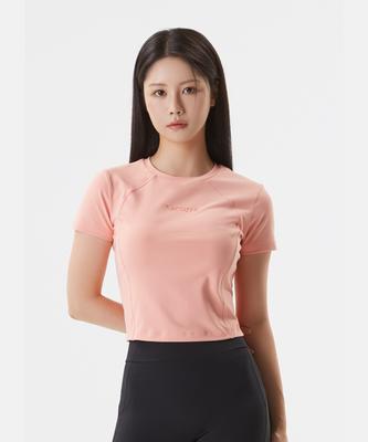 DESCENTE Women'S Slim Fit Semi-Crop Short Sleeve T-Shirt Coral (Sp322Tts76)