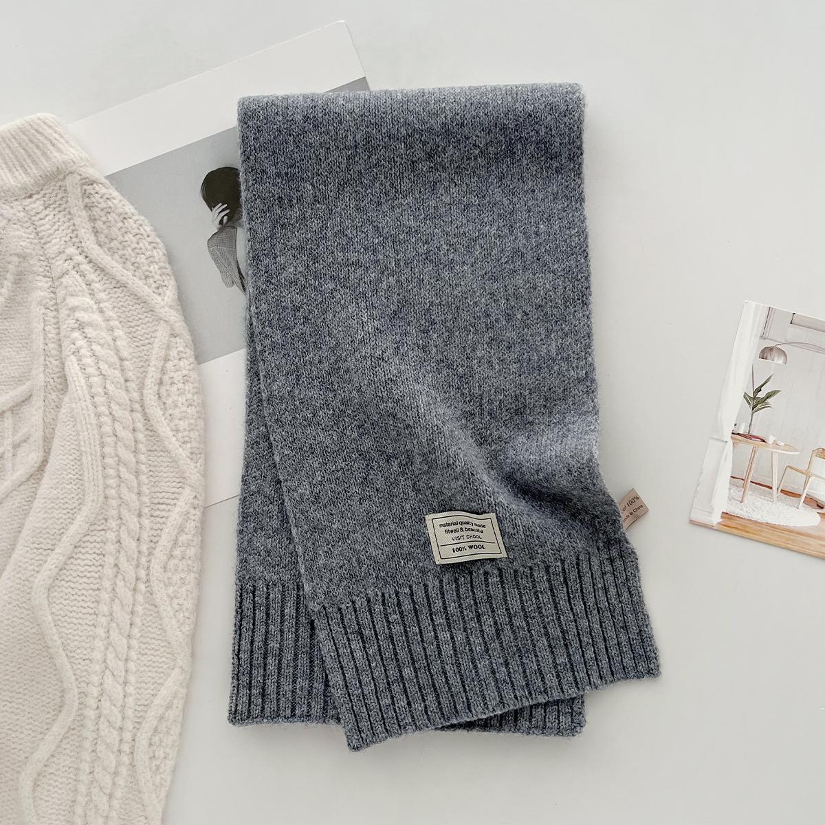 

Luxury Winter 100% Wool Scarf Women Knitted Solid Cashmere Handkerchief Warm Pashmina Female Chuncky Shawl Pareo Soft Bufanda 23x160cm