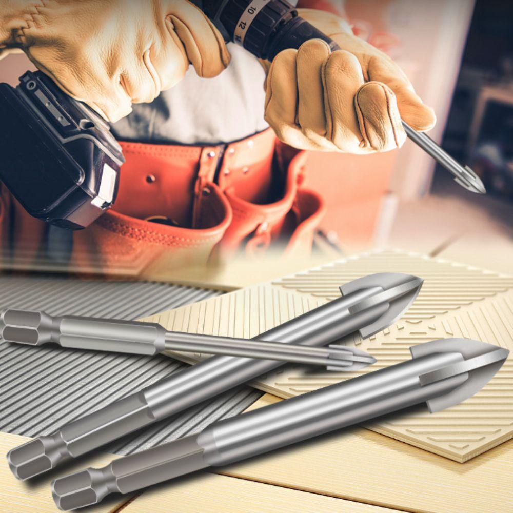 5Pcs Multiple Sizes Triangular Drill Bit Four Side Cross Hex Drill Carbide Drill Bit  Ceramic Tile