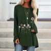 Ladies Flowers Printed Round Neck Long Sleeves Plus Size Cotton Tunic Loose T-Shirt Summer New Casual Fashion Women Clothing