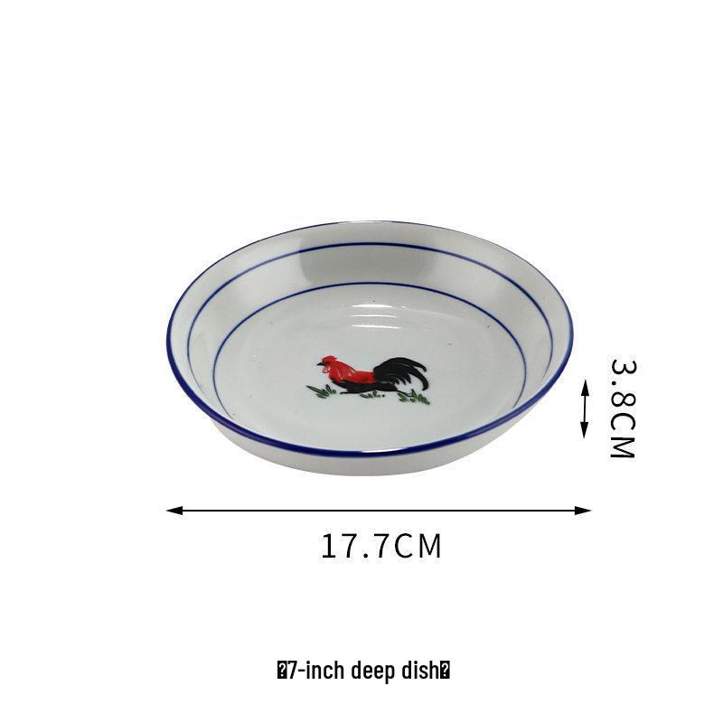 Keramik-Retro-Hahnschüssel - Nostalgisches Kampfhahn-Design