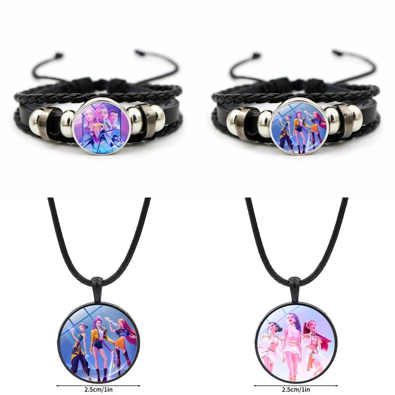 Anime Film Kpop Demon Hunter Bracelet Girls Necklace Moive Kpop Warriors Huntrix Pin Brooch Accessories Jewelry Fans Favor Gift