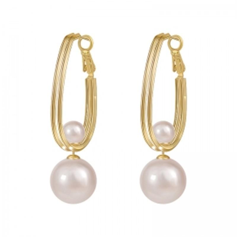 Vintage Charmming Korean Fashion Pearl Earrings for Women Hoop Ellipse Knotted Dangle Drop Earrings New Jewelry Gift