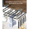 1pc Multifunctional Stainless Steel Kitchen Cabinet Rack with Mug Hook and Paper Towel Holder