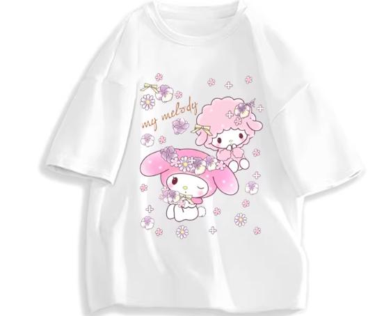 2026 New Fashion RoundNeck ShortSleeve TShirt Spring Summer Sanrio My Melody Women TShirt Unisex Trendy Cute Top Clothing